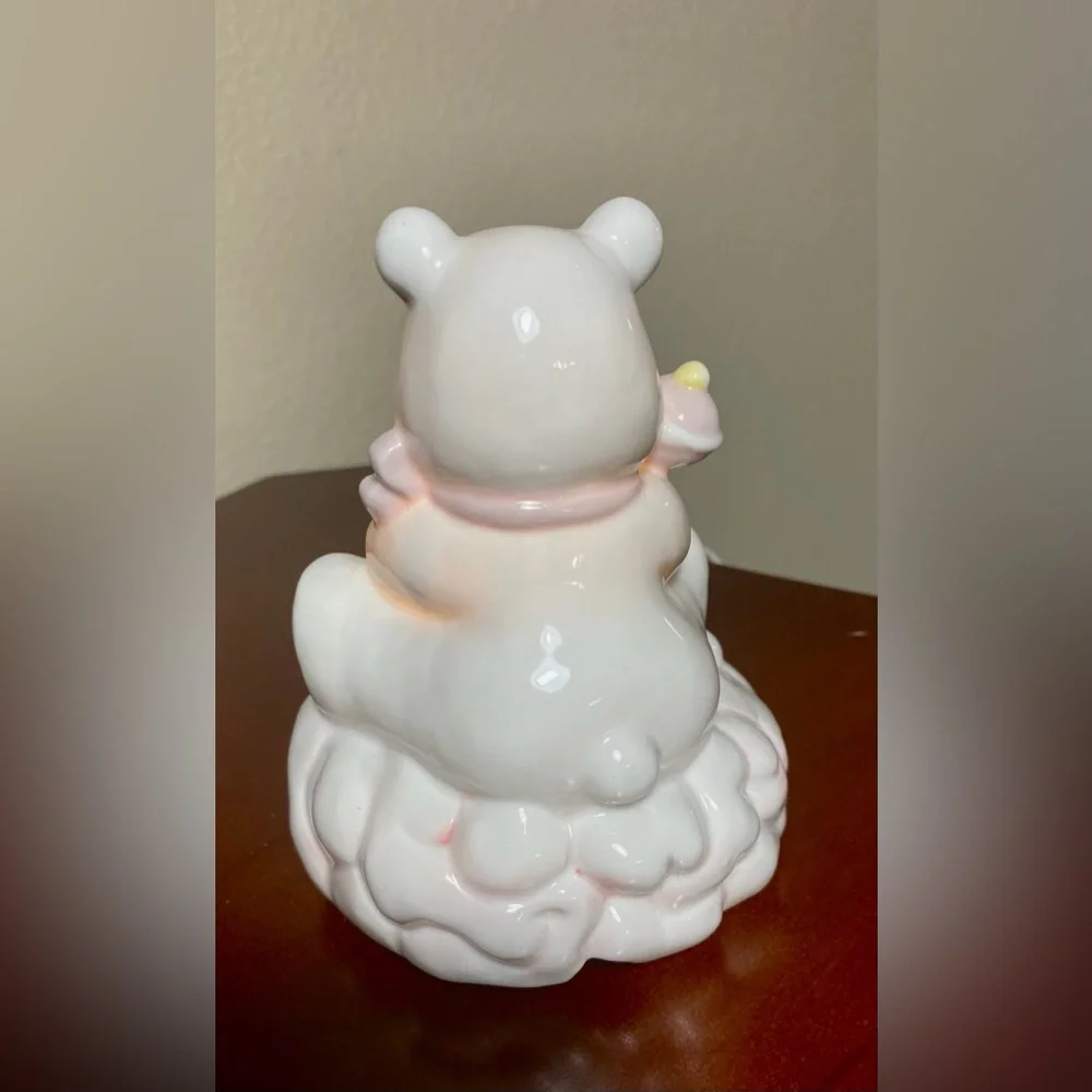 NURSERY NIGHT LIGHT CERAMIC BEAR ON CLOUD with RATTLE & BALL Decoration - Picture 4 of 11